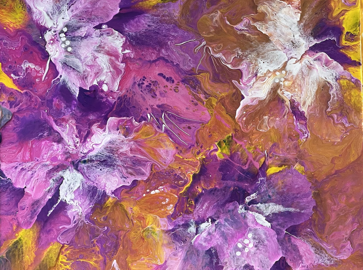 Violettes sur fond orange
