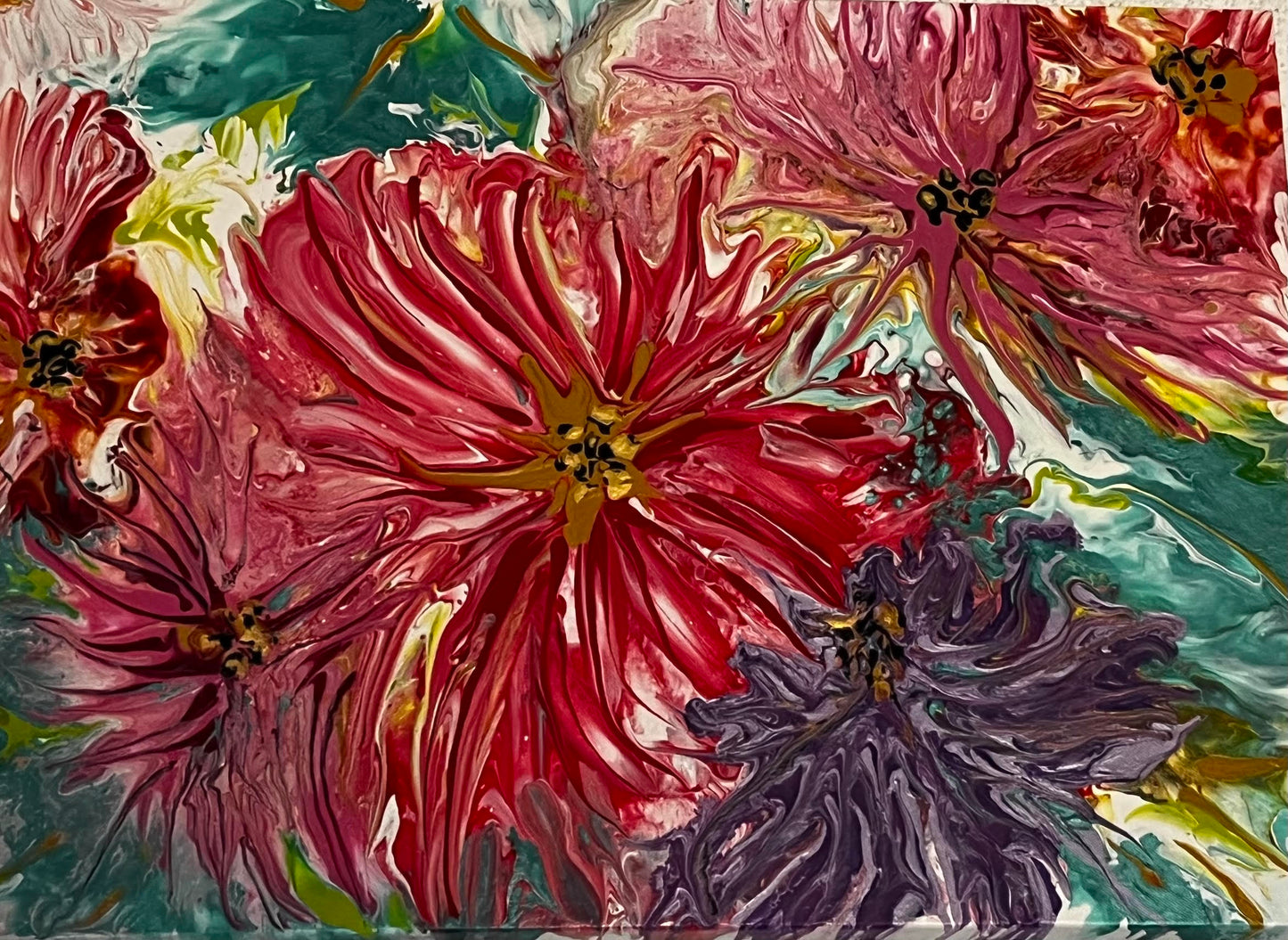 Bouquet de dalhias roses