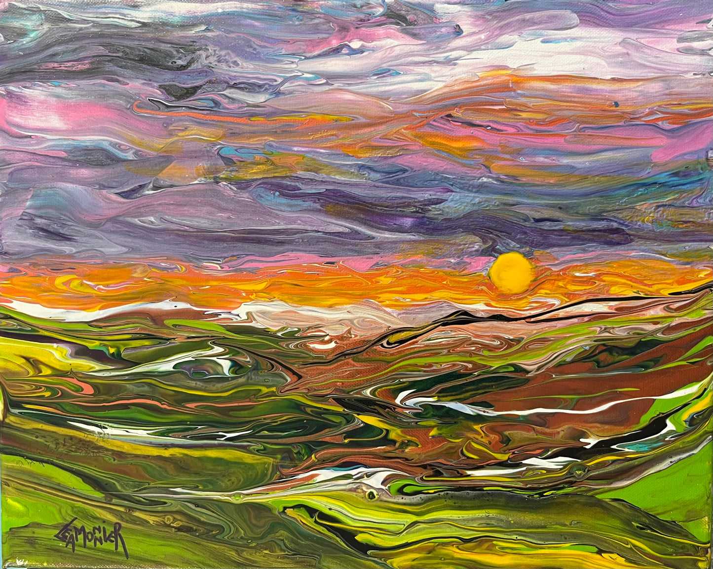 Paysage au coucher de soleil